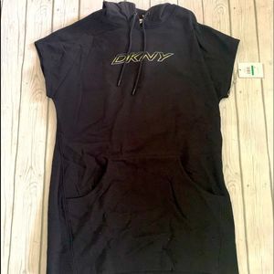 DKNY hooded black sweatshirt dress-large-NWT